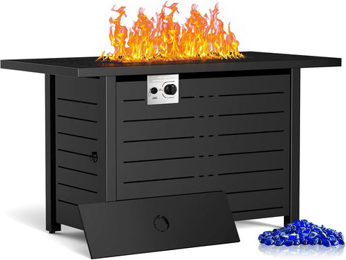 ZAFRO 43Inch 2-in-1 Fire Pit Table & Firepit - Adjustable Flame Height, 50,000 BTU Smokeless & Windproof Design